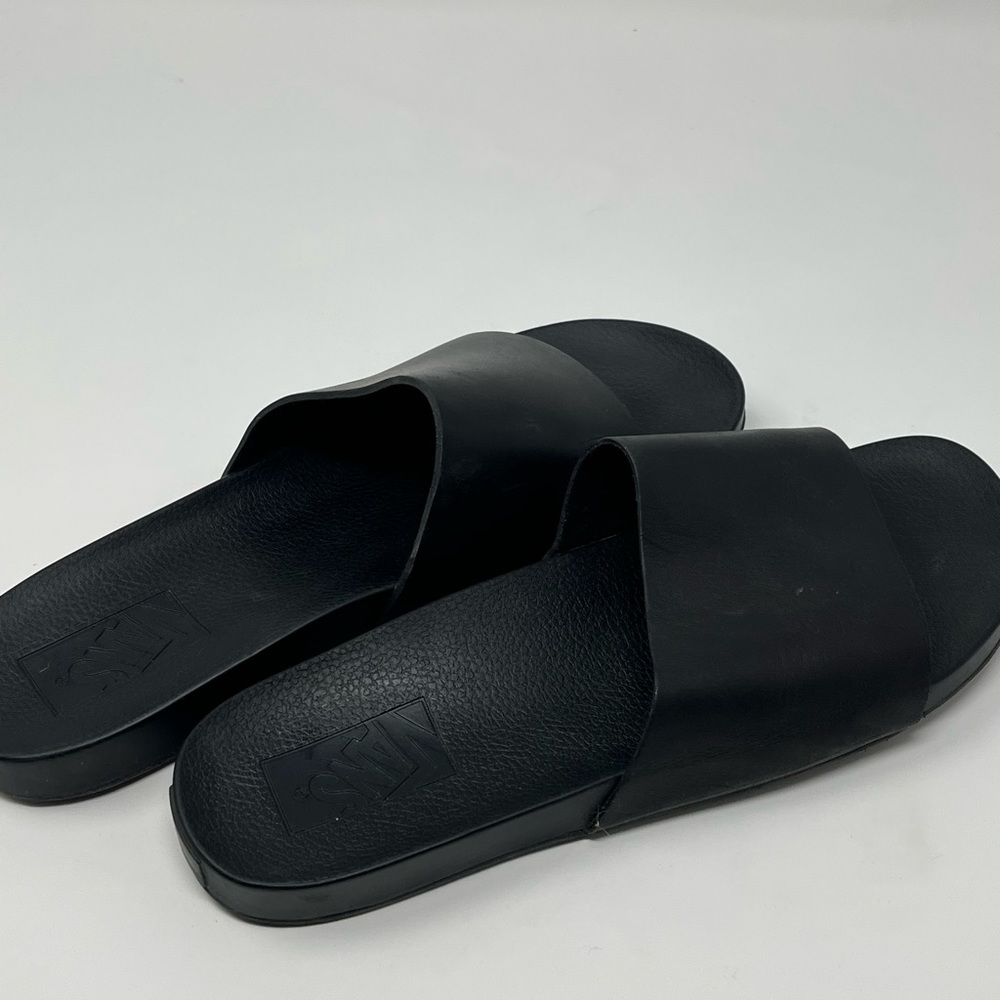 Vans leather slides black 9 sandals